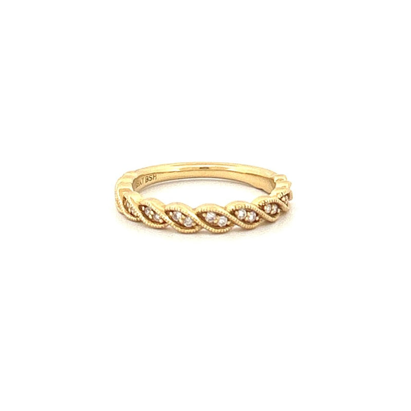 14K Gold Art Deco Twist Diamond Ring