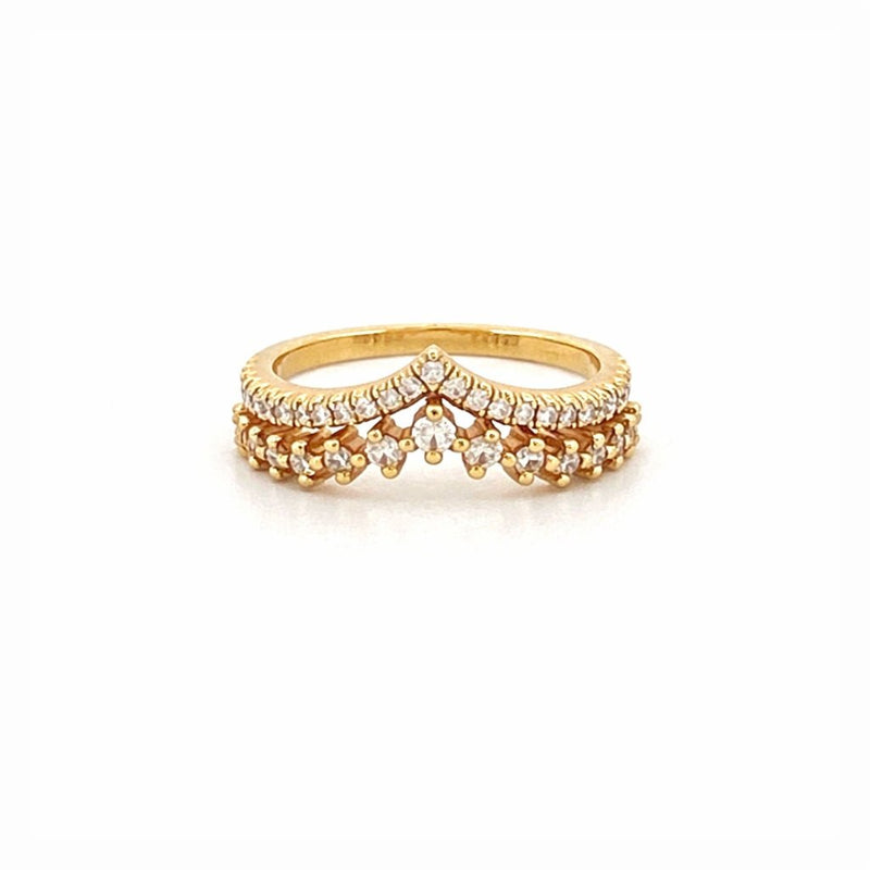 14K Gold Two Row V Prong Set Style Diamond Band