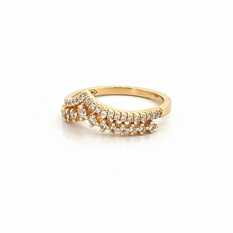 14K Gold Two Row V Prong Set Style Diamond Band