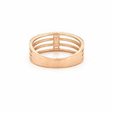 14K Gold Four Row Prong and Baguette Cut Diamond Band