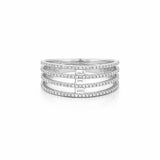 14K Gold Four Row Prong and Baguette Cut Diamond Band