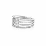 14K Gold Four Row Prong and Baguette Cut Diamond Band