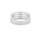 14K Gold Four Row Prong and Baguette Cut Diamond Band