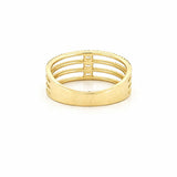 14K Gold Four Row Prong and Baguette Cut Diamond Band