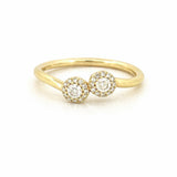 14K Gold Duo Round Halo Diamond Band