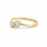 14K Gold Duo Round Halo Diamond Band