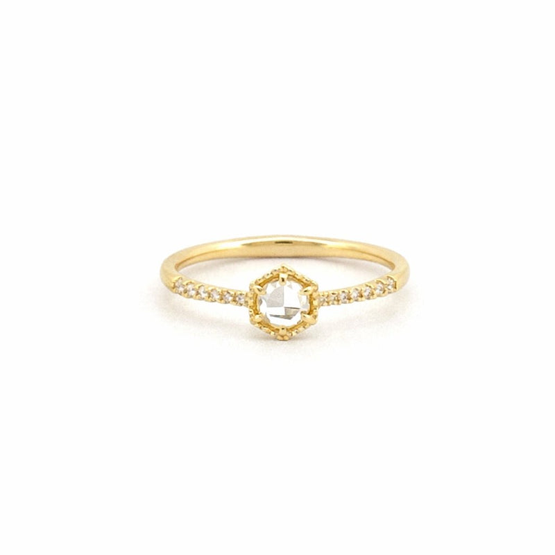 14K Gold Hexagonal Diamond Band