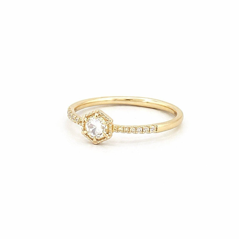 14K Gold Hexagonal Diamond Band