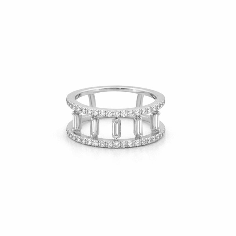 14K Gold Prong Set Open Baguette Cage Style Band