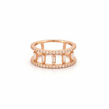 14K Gold Prong Set Open Baguette Cage Style Band
