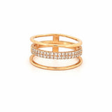 14K Gold Three Row Diamond Pave Band