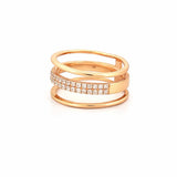 14K Gold Three Row Diamond Pave Band