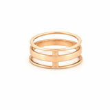 14K Gold Three Row Diamond Pave Band