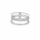 14K Gold Three Row Diamond Pave Band