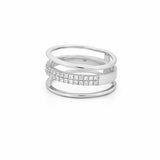 14K Gold Three Row Diamond Pave Band