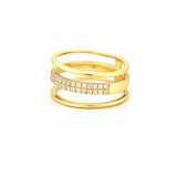 14K Gold Three Row Diamond Pave Band