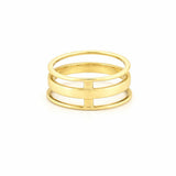 14K Gold Three Row Diamond Pave Band