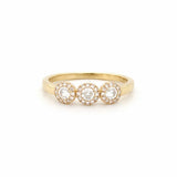 14K Gold Trio Round Halo Diamond Band
