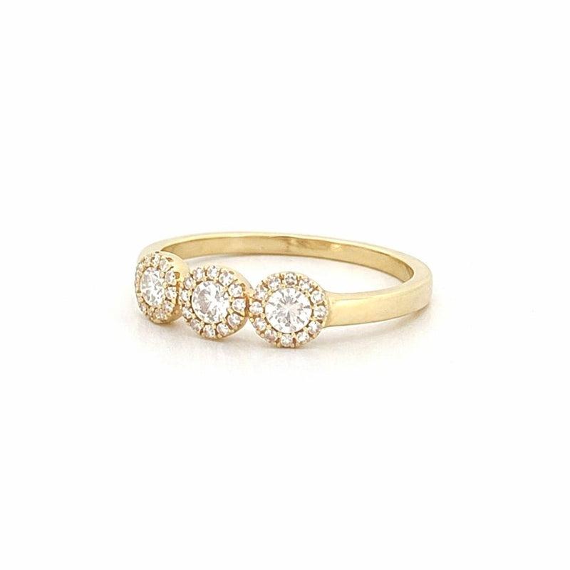 14K Gold Trio Round Halo Diamond Band