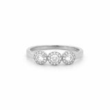14K Gold Trio Round Halo Diamond Band