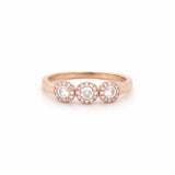 14K Gold Trio Round Halo Diamond Band