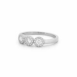 14K Gold Trio Round Halo Diamond Band