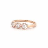14K Gold Trio Round Halo Diamond Band