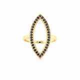 14K Gold Marquise Shape Black Diamond Ring