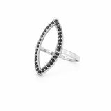14K Gold Marquise Shape Black Diamond Ring