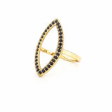 14K Gold Marquise Shape Black Diamond Ring