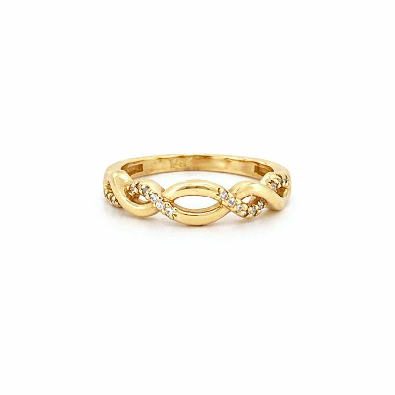14K Gold Twist Weave Diamond Ring