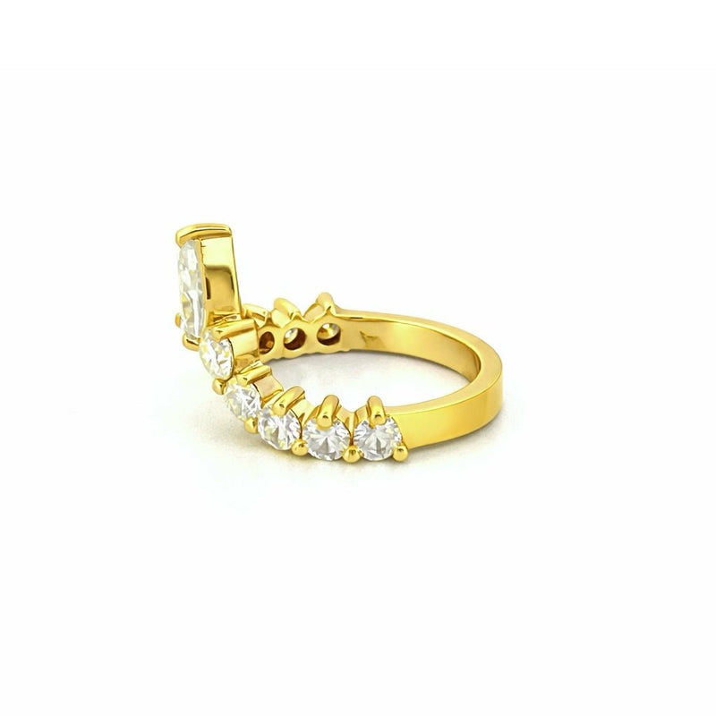 14K Gold Pear and Round Moissanite Ring