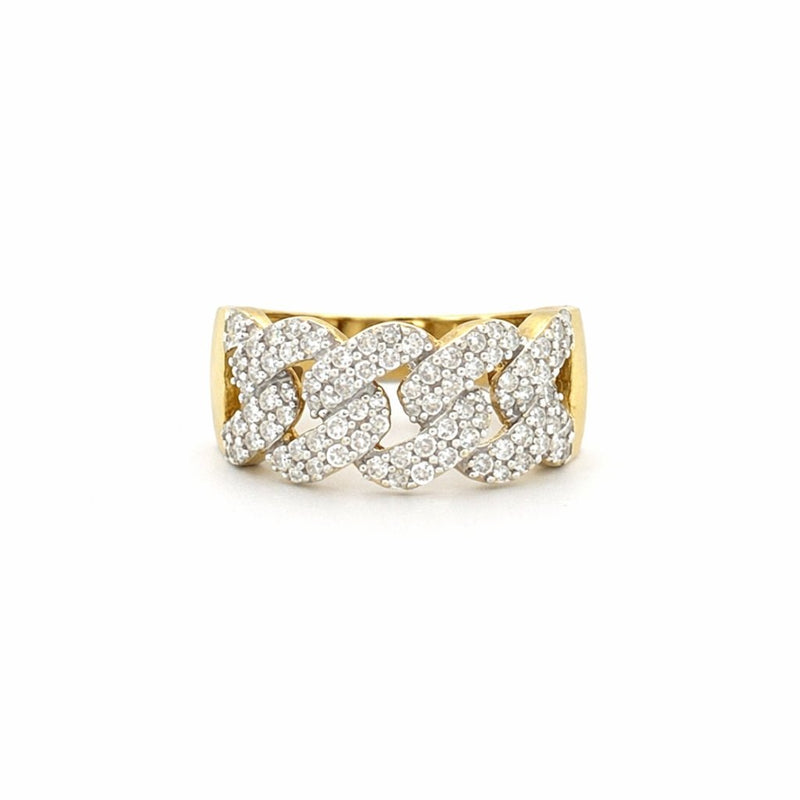 14K Gold Diamond Cuban Link Band