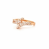 14K Gold Wrapped Two Row Single Prong Diamond Band