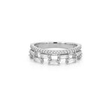 14K Gold Prong Set and Pattern Baguette Double Diamond Band