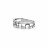 14K Gold Prong Set and Pattern Baguette Double Diamond Band