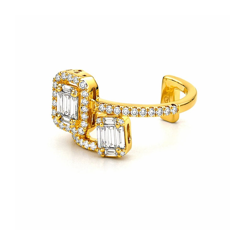 14K Gold Wrapped Halo Diamond Cluster Ring