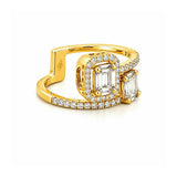 14K Gold Wrapped Halo Diamond Cluster Ring