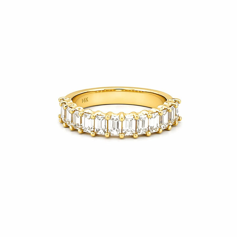 14K Gold 4.1MM Lab Grown Emerald Cut Diamond Wedding Band