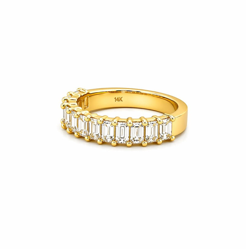 14K Gold 4.1MM Lab Grown Emerald Cut Diamond Wedding Band