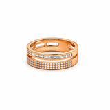 14K Gold Invisible and Pave Double Diamond Band