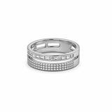 14K Gold Invisible and Pave Double Diamond Band