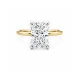 14K Two Tone Gold 3.00 Carat Radiant Lab Grown Solitaire Engagement Ring