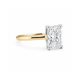 14K Two Tone Gold 3.00 Carat Radiant Lab Grown Solitaire Engagement Ring