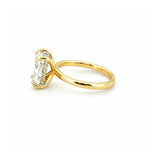 14K Gold Lab Grown Radiant Cut Diamond Solitaire Under Halo Engagement Ring