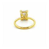 14K Gold Lab Grown Radiant Cut Diamond Solitaire Under Halo Engagement Ring