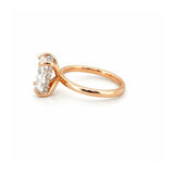 14K Gold Lab Grown Radiant Cut Diamond Solitaire Under Halo Engagement Ring