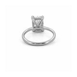 14K Gold Lab Grown Radiant Cut Diamond Solitaire Under Halo Engagement Ring