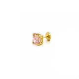 14K Gold Lab Grown Pink Diamond Cushion Stud Earrings