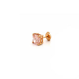 14K Gold Lab Grown Pink Diamond Cushion Stud Earrings